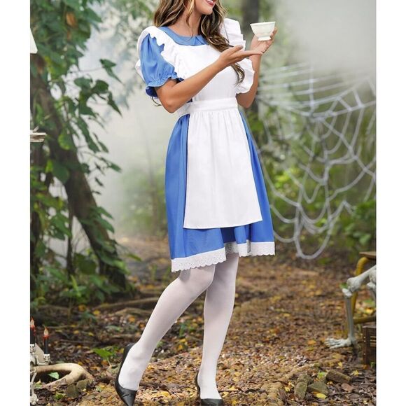 NEW Spadehill Blue White Princess Costume Dress Only L NO APRON - Picture 5 of 7